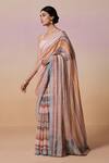 Dressfolk_Multi Color Linen Square Neck Multi-color Handloom Saree Set _at_Aza_Fashions