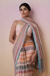 Buy_Dressfolk_Multi Color Linen Square Neck Multi-color Handloom Saree Set 