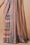 Shop_Dressfolk_Multi Color Linen Square Neck Multi-color Handloom Saree Set 