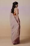 Shop_Dressfolk_Rose Gold Linen Square Neck Handloom Pink Saree Set _at_Aza_Fashions