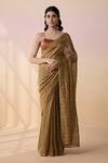 Buy_Dressfolk_Multi Color Linen Square Neck Handloom Saree Set _at_Aza_Fashions