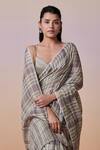 Buy_Dressfolk_Linen V-neck Sage Green And Purple Handloom Saree 