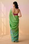 Shop_Dressfolk_Green Linen Embroidery Halter Neck Handloom Saree Set _at_Aza_Fashions