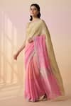 Buy_Dressfolk_Multi Color Linen Round Neck Handloom Saree Set 