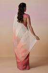 Shop_Dressfolk_Pink Linen V-neck Handloom Ombre Saree Set _at_Aza_Fashions
