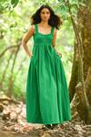 Buy_Dash And Dot_Green Nylon Sweetheart Neck Fit-and-flare Dress _at_Aza_Fashions