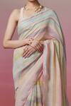 Shop_Dressfolk_Multi Color Handloom Cotton, Linen Halter Neck Saree With Blouse 
