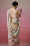 Shop_Dressfolk_Multi Color Handloom Cotton, Linen Halter Neck Saree With Blouse _at_Aza_Fashions