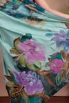 Nidhi Kejriwal_Green Tulle, Silk Sequins Hand-painted Floral Saree With Running Blouse Piece _Online_at_Aza_Fashions