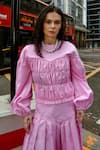 Therealb_Pink Cotton Off-shoulder Designer Skirt And Top Set _Online_at_Aza_Fashions