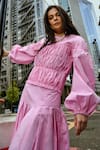 Shop_Therealb_Pink Cotton Off-shoulder Designer Skirt And Top Set _Online_at_Aza_Fashions
