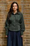 Buy_Therealb_Olive Green Cotton Collared Top And Navy Blue Skirt Set _Online_at_Aza_Fashions