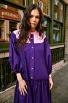 Therealb_Pink Cotton Collared Color Block Designer Dress _Online_at_Aza_Fashions