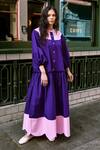 Buy_Therealb_Pink Cotton Collared Color Block Designer Dress _at_Aza_Fashions