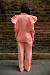 Shop_Therealb_Peach Cotton Ruffles Collared Designer Top And Pant Set _at_Aza_Fashions