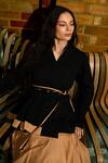 Therealb_Black Cotton V-neck And Beige Designer Top & Skirt Set _Online_at_Aza_Fashions