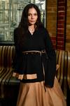 Buy_Therealb_Black Cotton V-neck And Beige Designer Top & Skirt Set _Online_at_Aza_Fashions