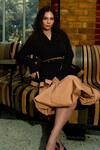 Therealb_Black Cotton V-neck And Beige Designer Top & Skirt Set _at_Aza_Fashions