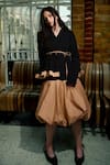 Shop_Therealb_Black Cotton V-neck And Beige Designer Top & Skirt Set _at_Aza_Fashions