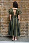 Shop_Therealb_Green Cotton Plunge Neck Designer Dress _at_Aza_Fashions