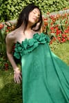 Buy_Therealb_Green Linen Open Neck Floral Embellished Dress _Online_at_Aza_Fashions