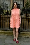 Buy_Therealb_Peach Cotton Round Neck Designer Dress With Layered Details _at_Aza_Fashions