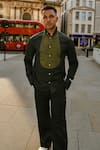 Shop_Therealb_Olive Green Cotton Designer Shirt And Pant Set _Online_at_Aza_Fashions