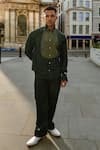 Buy_Therealb_Olive Green Cotton Designer Shirt And Pant Set 