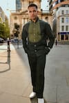 Shop_Therealb_Olive Green Cotton Designer Shirt And Pant Set _at_Aza_Fashions