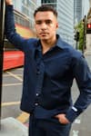 Shop_Therealb_Navy Cotton Blue Designer Shirt And Pant Set _Online_at_Aza_Fashions