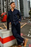 Buy_Therealb_Navy Cotton Blue Designer Shirt And Pant Set _at_Aza_Fashions