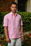 Therealb_Pink Cotton Designer Shirt _Online_at_Aza_Fashions
