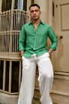 Shop_Therealb_Green Linen Designer Shirt _Online_at_Aza_Fashions