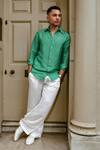 Buy_Therealb_Green Linen Designer Shirt _at_Aza_Fashions