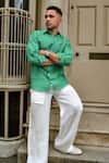 Therealb_Green Linen Designer Shirt _at_Aza_Fashions