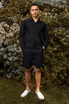 Buy_Therealb_Black Cotton Designer Shirt And Shorts Set _at_Aza_Fashions