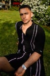 Therealb_Black Cotton Designer Shirt And Shorts Set _Online_at_Aza_Fashions
