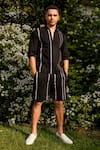 Buy_Therealb_Black Cotton Designer Shirt And Shorts Set _at_Aza_Fashions