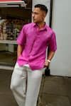 Therealb_Pink Cotton Embroidery Designer Shirt _Online_at_Aza_Fashions