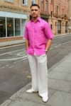 Shop_Therealb_Pink Cotton Embroidery Designer Shirt _at_Aza_Fashions