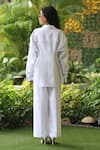 Shop_Ekavira_White Linen Collared Shirt And Pant Set _at_Aza_Fashions