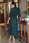Shop_Ekavira_Green Linen Collared Bottle Dress _at_Aza_Fashions