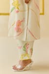 I AM Design_Ivory Silk Organza Applique, Embroidery Round Neck Work Suit Set _Online_at_Aza_Fashions