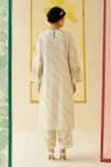Shop_I AM Design_Ivory Silk Organza Applique, Embroidery Round Neck Work Suit Set _at_Aza_Fashions