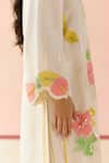 Buy_I AM Design_Ivory Silk Organza Applique, Embroidery Round Neck Work Suit Set _Online_at_Aza_Fashions