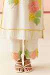 Shop_I AM Design_Ivory Silk Organza Applique, Embroidery Round Neck Work Suit Set _Online_at_Aza_Fashions