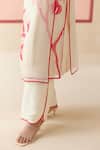 I AM Design_Ivory Silk Organza Applique Round Neck Suit Set With Red Pink Work _Online_at_Aza_Fashions