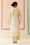 Shop_I AM Design_Ivory Silk Organza Applique Round Neck Work Suit Set _at_Aza_Fashions