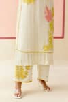I AM Design_Ivory Silk Organza Applique Round Neck Work Suit Set _Online_at_Aza_Fashions