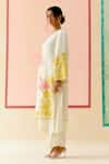 Shop_I AM Design_Ivory Silk Organza Applique Round Neck Work Suit Set _Online_at_Aza_Fashions